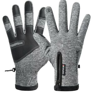 Gray and Black Touchscreen Gloves,  Waterproof And Windproof